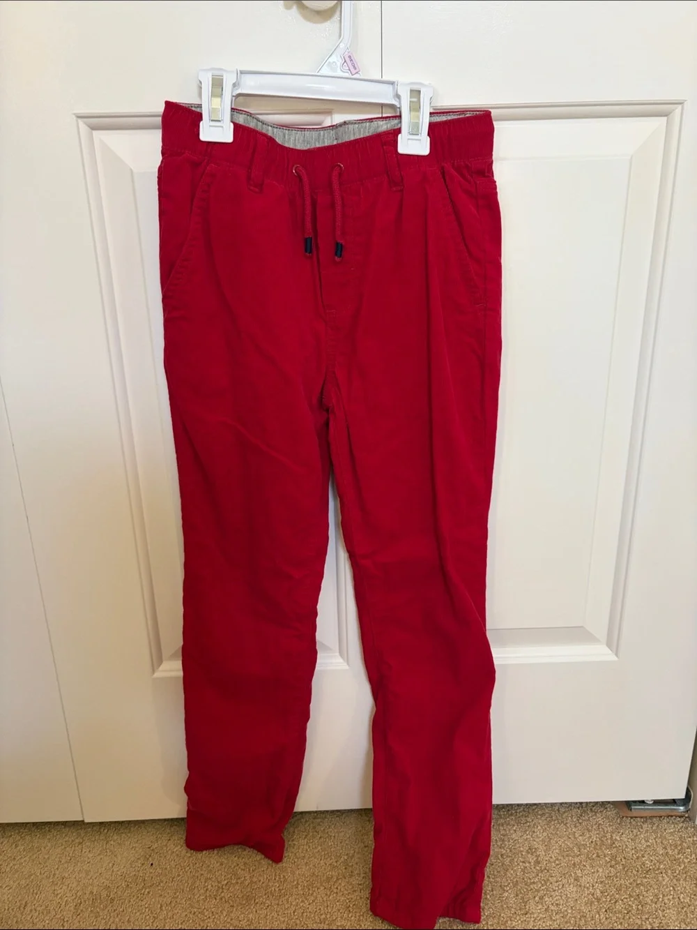 Boys Red Casual Drawstring Pants corduroy